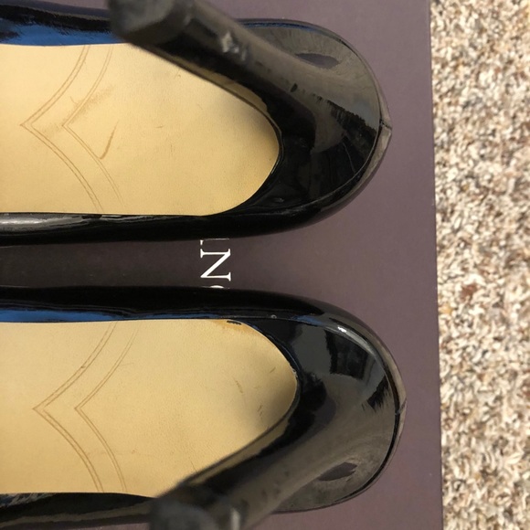Black Patent Enzo Angiolini Peep Toe Pumps - Picture 4 of 9